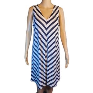 Loft Dress Striped Vneck Sleeveless NWT Black White Women's Size LP